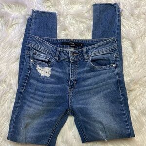 Harper Brand Jeans Mid Rise Ankle Length Distressed Denim